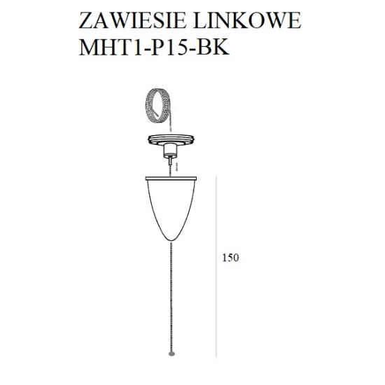 Maxlight Track Zawiesie Linkowe 1,5M Czarne Z Regulacją Bez Uchwytu MHT1-P15-BK