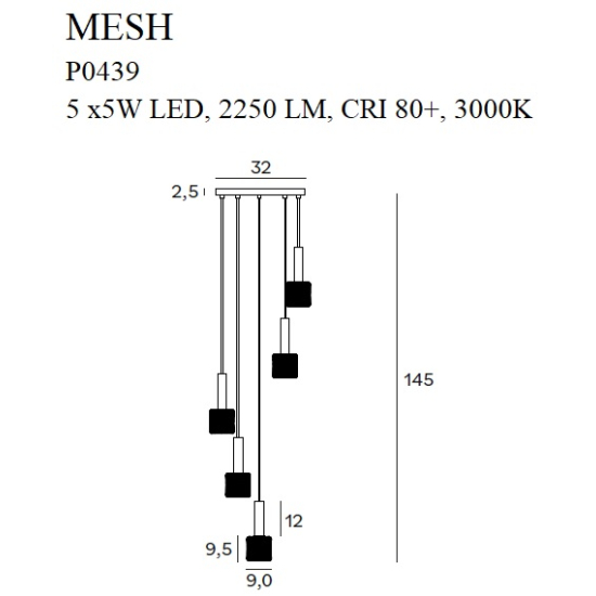 Maxlight Lampa Wisząca Mesh V P0439
