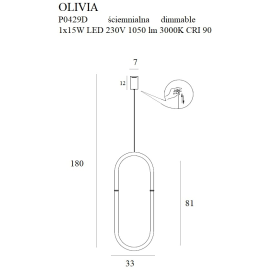Maxlight Lampa Wisząca Olivia I P0429D