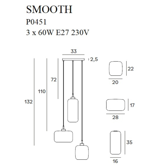 Maxlight Lampa Wisząca Smooth III P0451