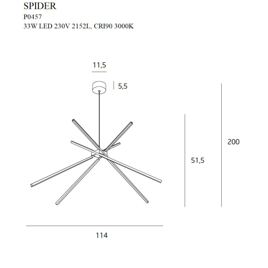 Maxlight Lampa Wisząca Spider Złota P0457