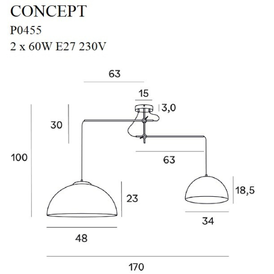Maxlight Lampa Wisząca Concept Czarna P0455