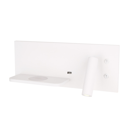 Maxlight Kinkiet Superior z Gniazdem USB i Ładowarką Indukcyjną Biały W0291L