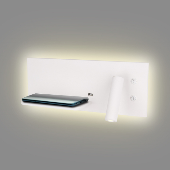 Maxlight Kinkiet Superior z Gniazdem USB i Ładowarką Indukcyjną Biały W0291L