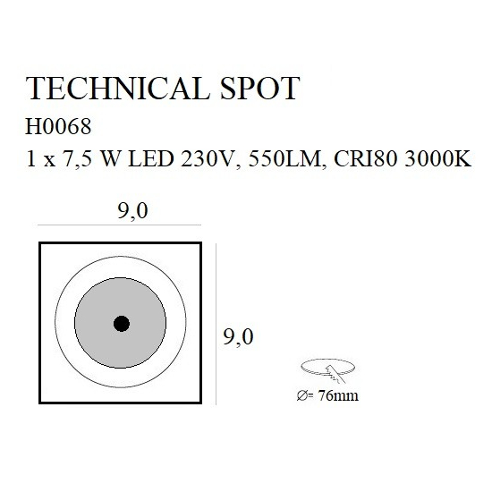 Maxlight Oprawa Wpustowa Technical Spot 7,5W H0064
