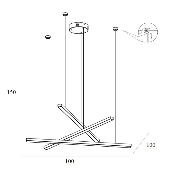 Maxlight Lampa Wisząca Trio 3 Złoto Szczotkowane P0474D