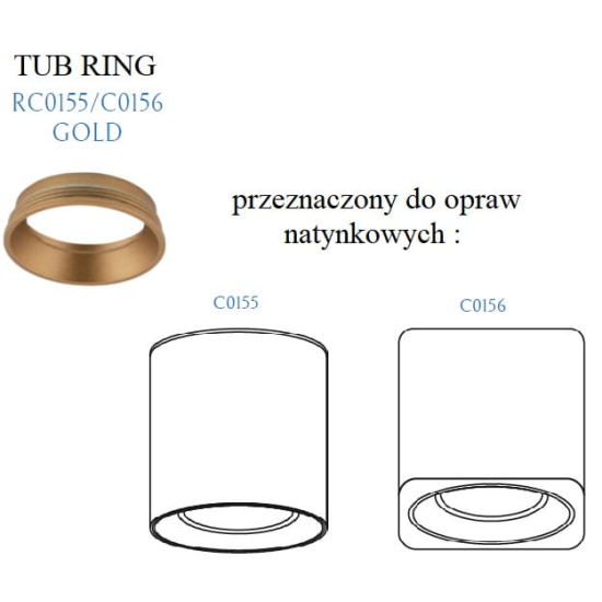 Maxlight Gold Pierścień Ozdobny Złoty Do Tub RC0155/C0156 GOLD