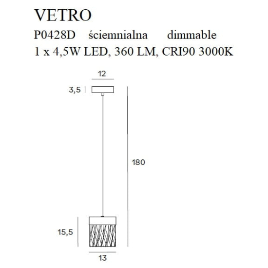 Maxlight Lampa Wisząca Vetro P0428D