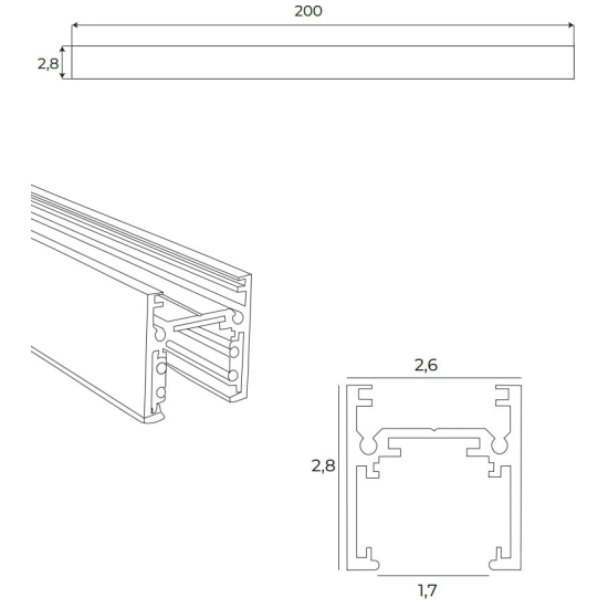 Maxlight Szyna Magnetyczna Płytka, Natynkowa, 2 Metry, Czarna MT0012