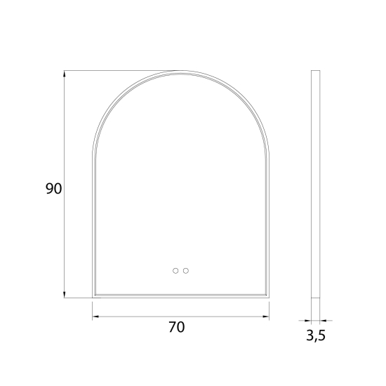 Maxlight Mirror Półokrąg 90X70cm Złote Lustro Podświetlane W0386