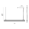 Maxlight Lampa Wisząca Fayette 121cm 20W 3000K Czarny IP44 P0621